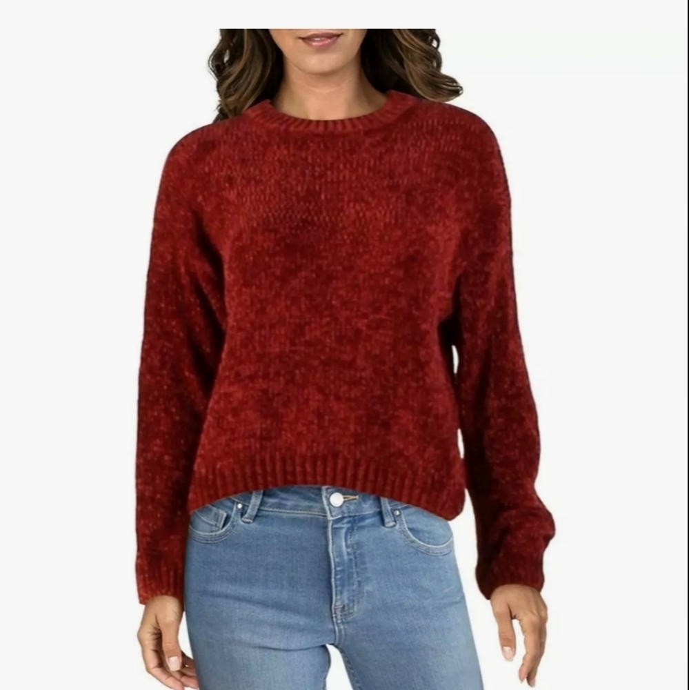 N by Nancy Red Chenille Cropped Sweater